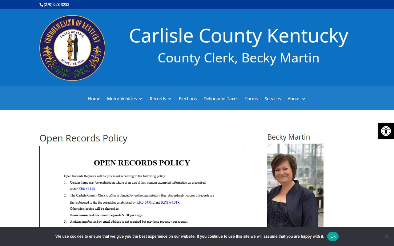 Carlisle County Circuit Court Clerk records county clerk open records policy