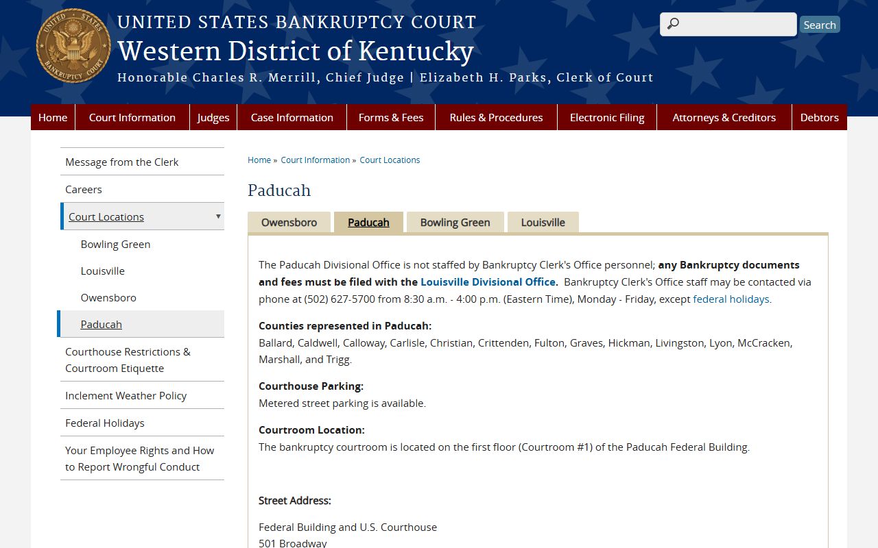 Carlisle County court dockets bankruptcy court Paducah page
