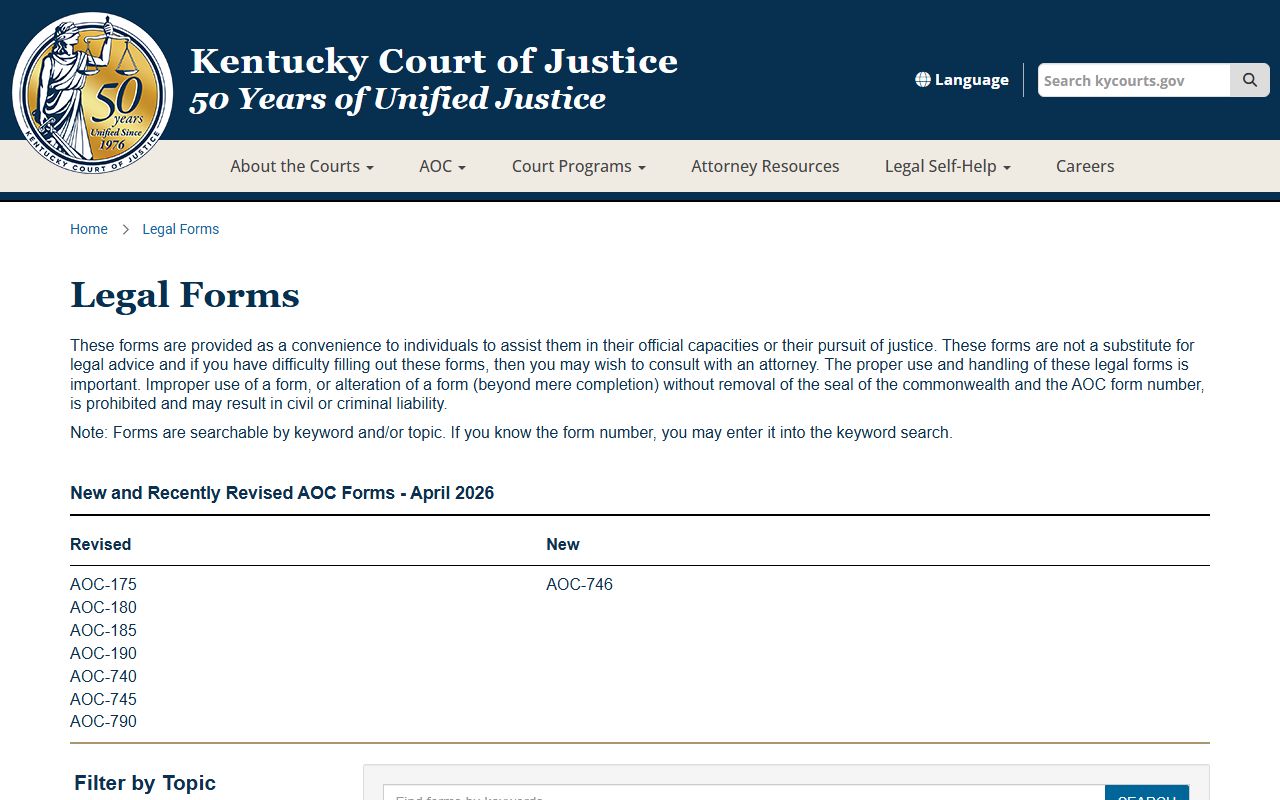 Carlisle County court records Kentucky Court of Justice legal forms page