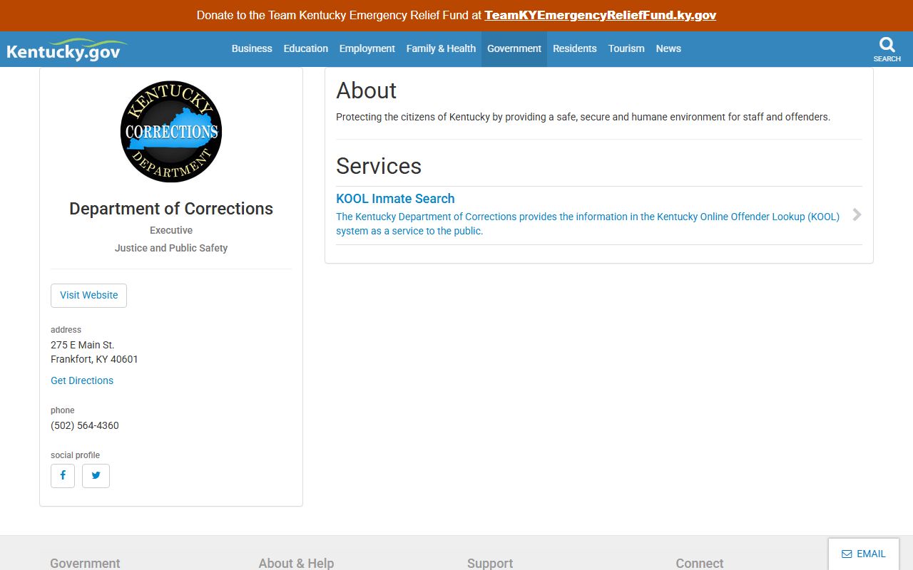 Carlisle County inmate records and Kentucky Department of Corrections custody lookup